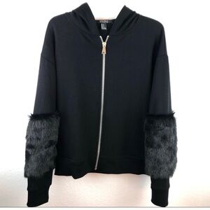 Faux Fur Long Sleeve Hoodie